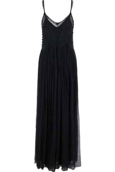 TwinSet for Kids TwinSet Black Long Sleeveless Dress With V Neck In Viscose Woman