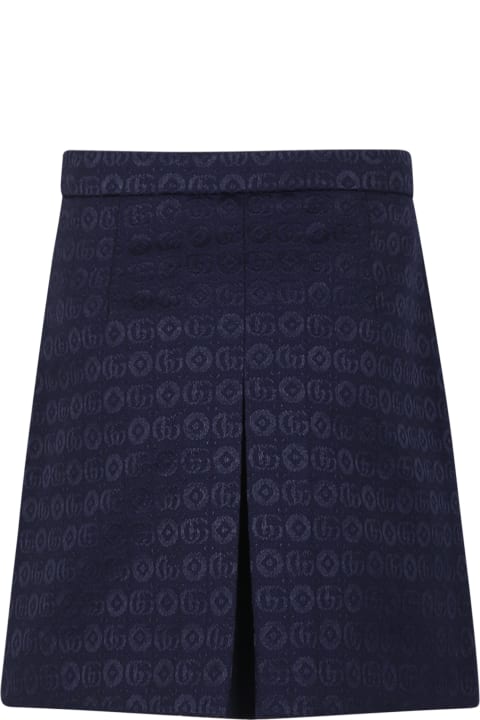 Gucci Bottoms for Girls Gucci Blue Skirt For Girl With Double G