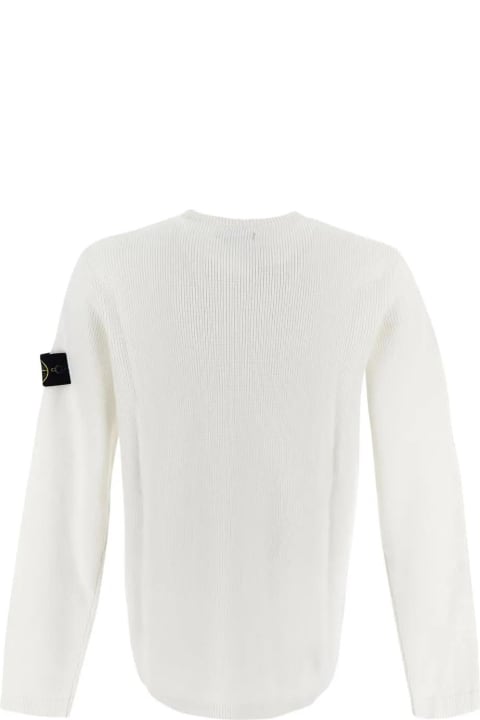 Sweaters for Men Stone Island Logo Patched Knit Crewneck Sweatshirt