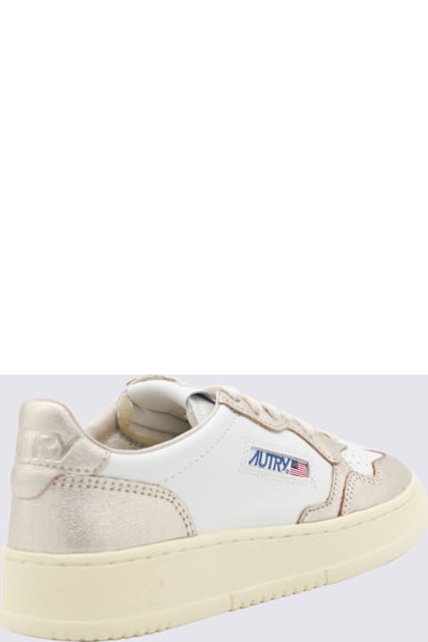 Autry White And Gold Leather Sneakers