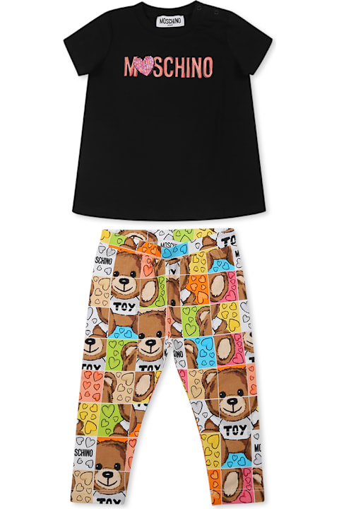 Homeware Moschino Black Suit For Baby Girl With Teddy Bear