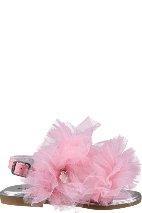 Shoes for Girls Monnalisa Pink Sandals For Girl With Tulle