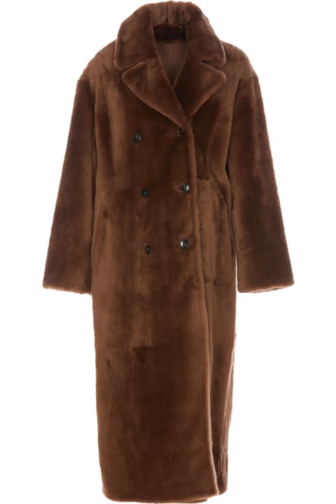 Double Breasted Shearling Long Coat