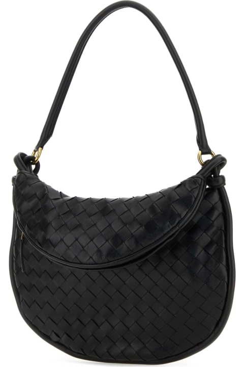 Bottega Veneta for Women Bottega Veneta Black Leather Medium Gemelli Shoulder Bag