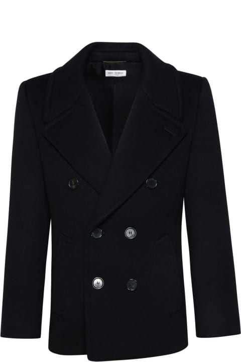 Saint Laurent Coats & Jackets for Men Saint Laurent Double-breasted Wool Coat