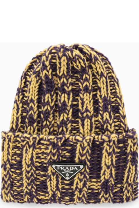 ウィメンズ 帽子 Prada Violet\/yellow Wool And Cashmere Hat
