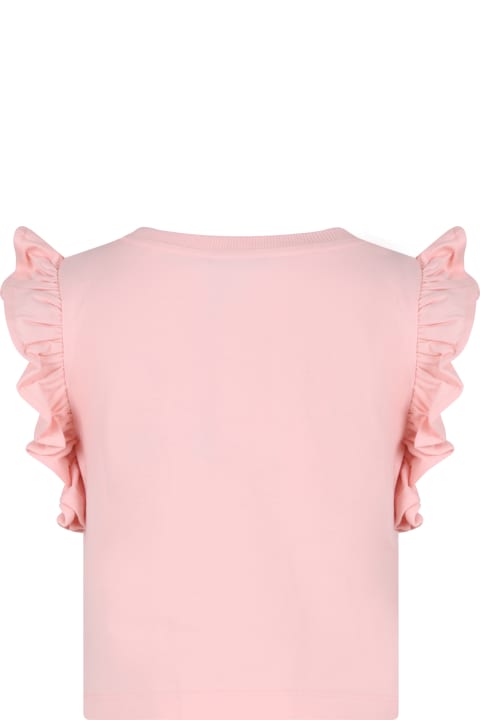 Moschino T-Shirts & Polo Shirts for Girls Moschino Pink T-shirt For Girl With Teddy Bear And Flamingo