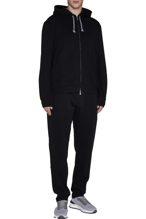 Brunello Cucinelli Clothing for Men Brunello Cucinelli Techno Cotton Interlock Zip-front Hooded Sweatshirt