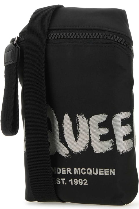 メンズ ショルダーバッグ Alexander McQueen Black Fabric Mcqueen Graffiti Crossbody Bag