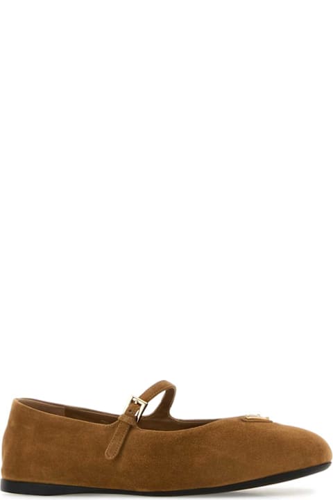 Prada Camel Suede Ballerinas