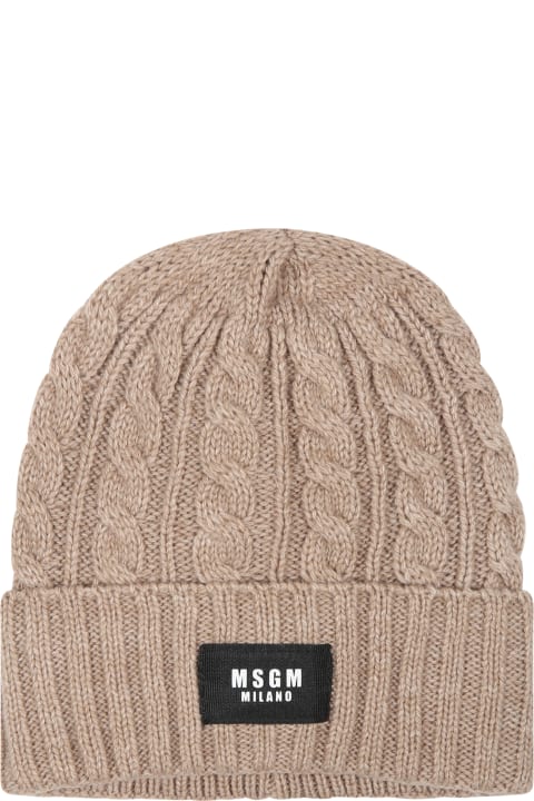 Accessories & Gifts for Boys MSGM Beige Hat For Kids With Logo