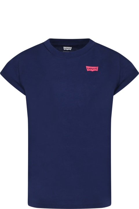 キッズ新着アイテム Levi's Blue T-shirt For Boy With Logo