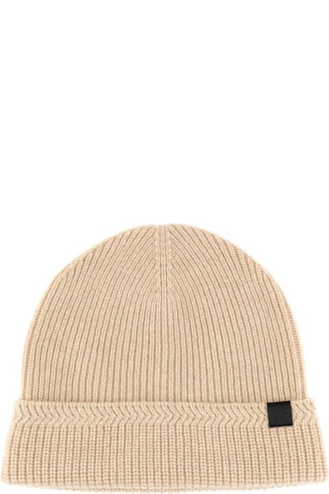 Tom Ford Hats for Men Tom Ford Tf Patch Ribbed Beanie