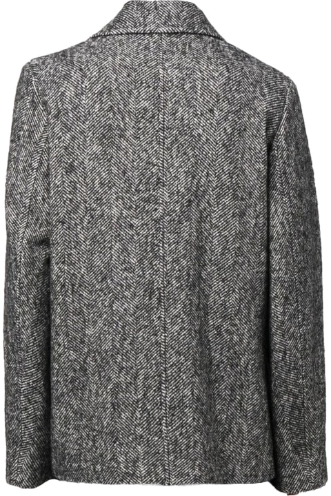 Grey Wool Blend Double-breasted Jacket