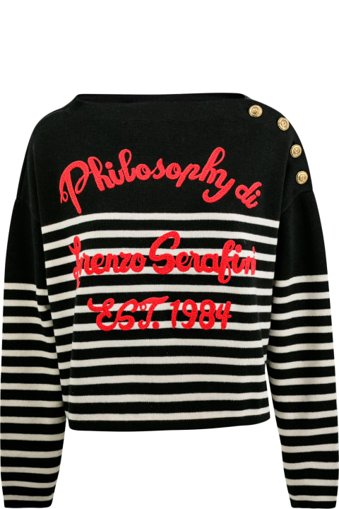 Fashion for Women Philosophy di Lorenzo Serafini Striped Sweater With Button Insert