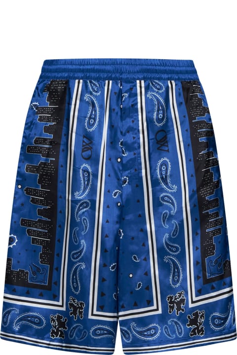 Pants for Men Off-White Blue Viscose Bermuda Shorts