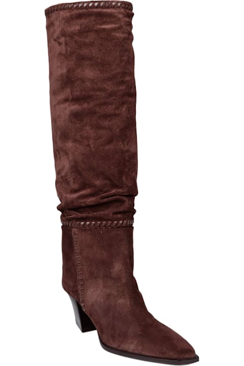 Jimmy Choo Hart Stitch Knee Boot 60 In Chocolate Suede