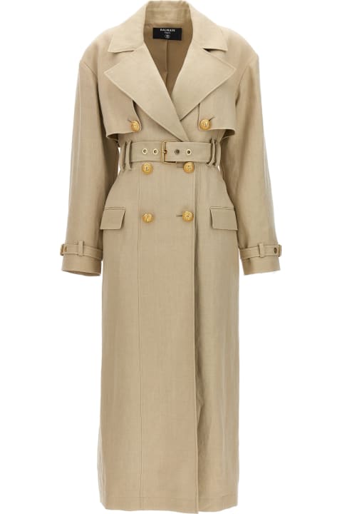 Balmain Coats & Jackets for Women Balmain Hemp Linen Trench Coat