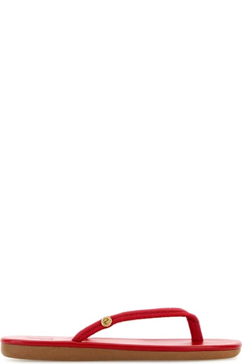 Ancient Greek Sandals for Men Ancient Greek Sandals Red Fabric Saionara Thong Slippers