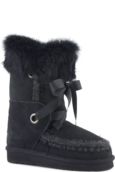 Mou Shoes for Women Mou Black Sheepskin Eskimo Lace E Fur