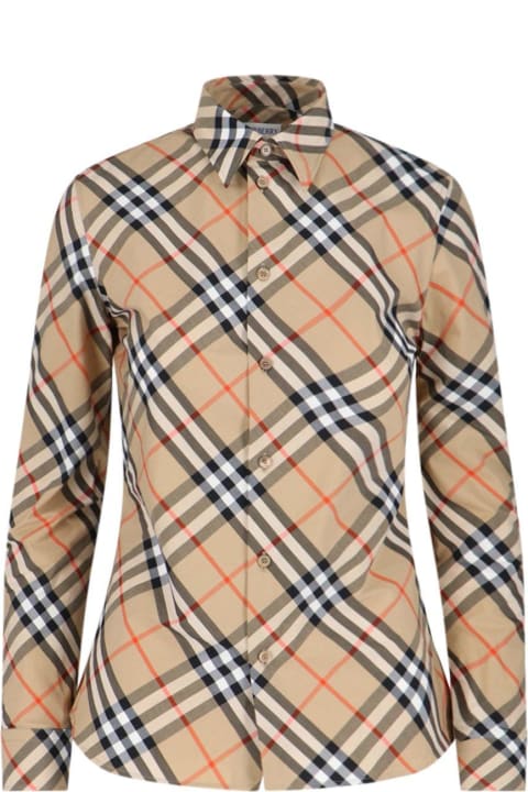 Burberry Topwear for Women Burberry Long-sleeved Checked Buttoned Shirt