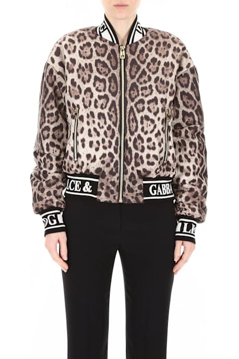 Dolce & Gabbana معاطف وجواكت لـ السيدات Dolce & Gabbana Leopard Print Bomber Jacket