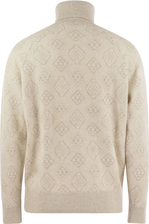 Brunello Cucinelli Sweaters for Men Brunello Cucinelli Geometric Jacquard Turtleneck Sweater In Alpaca, Cotton And Wool