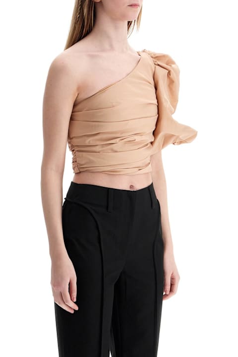 Homeware Pinko Asymmetrical One-shoulder Taffeta Top In Cameo Pink