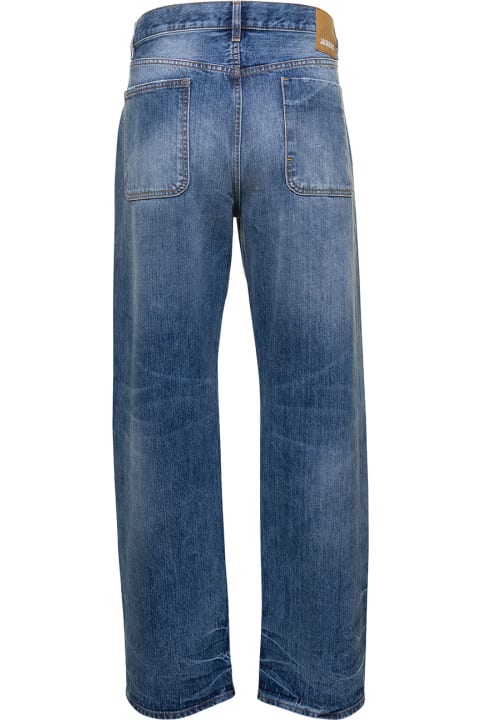 Blue Le De Nimes Suno Wide Leg Jeans In Cotton Man