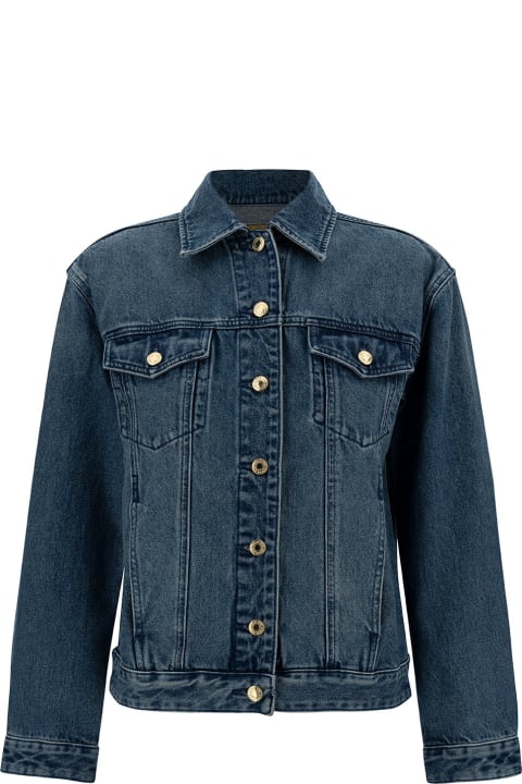 MICHAEL Michael Kors Coats & Jackets for Women MICHAEL Michael Kors Blue Jacket With Classic Collar And Buttons In Cotton Denim Woman