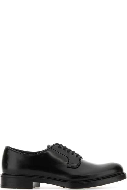 Shoes Sale for Men Prada Black Leather Lace-up Shoes