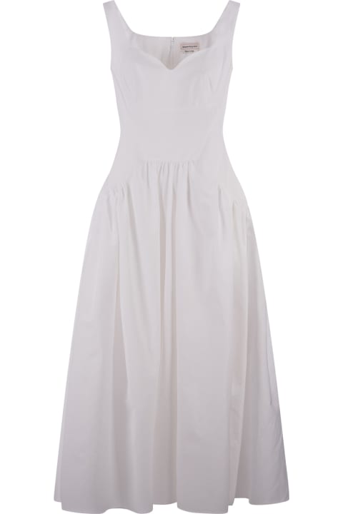 Alexander McQueen Dresses for Women Alexander McQueen Midi Dress With Heart-shape Neckline In White