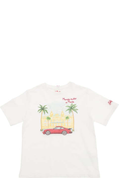 Topwear for Boys MC2 Saint Barth White T-shirt With 'mando Tutto A Monte' Embroidery In Cotton Boy