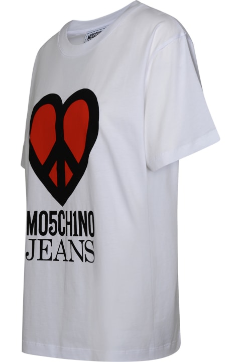 M05CH1N0 Jeans Topwear for Women M05CH1N0 Jeans White Cotton T-shirt