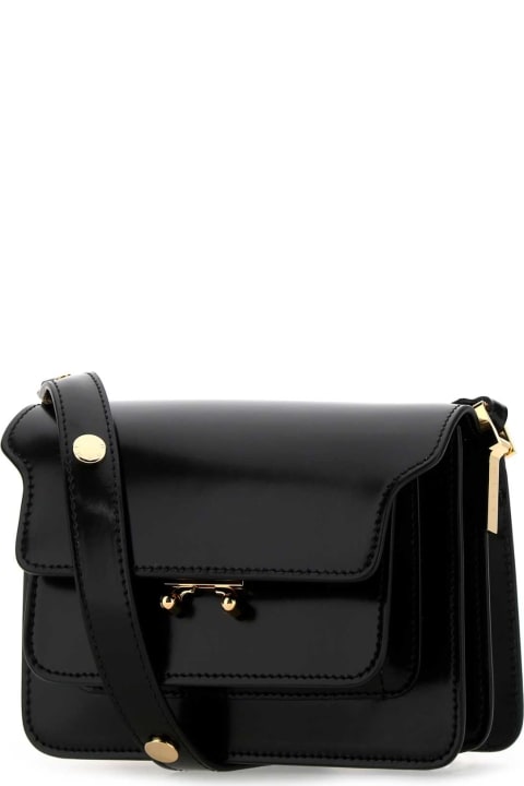 Shoulder Bags for Women Marni Black Leather Mini Trunk Shoulder Bag