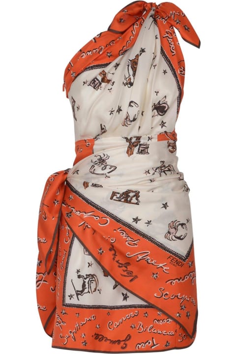 Fendi for Women Fendi One-shoulder Wrap Midi Dress