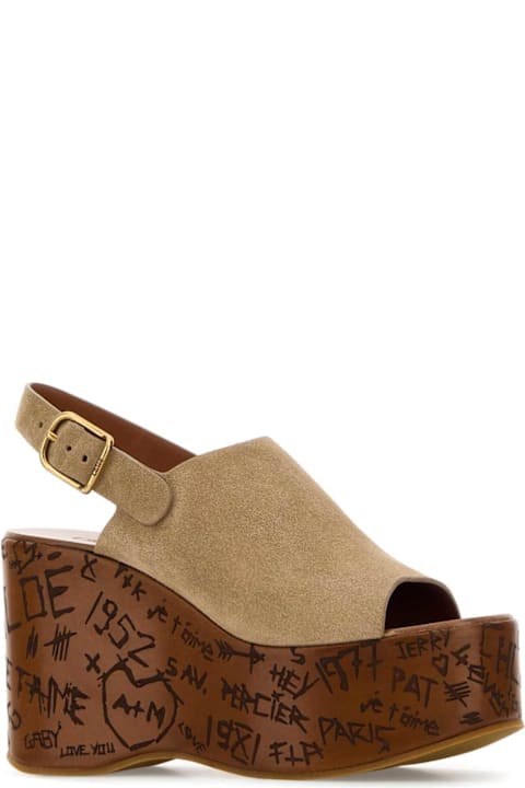 Chloé Beige Suede Maxime Wedges