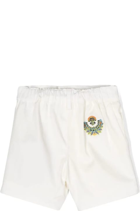 Fashion for Kids Etro White Twill Shorts With Embroidery