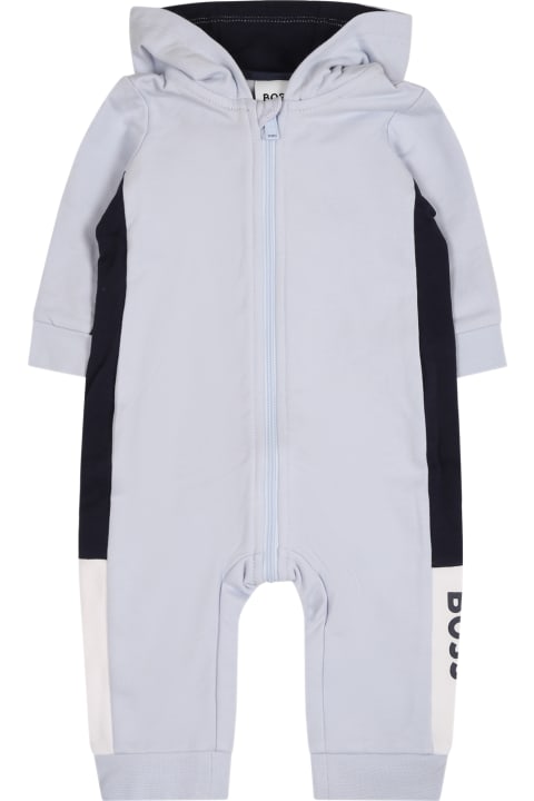 Bodysuits & Sets for Baby Girls Hugo Boss Light Blue Babygrow For Baby Boy With Logo