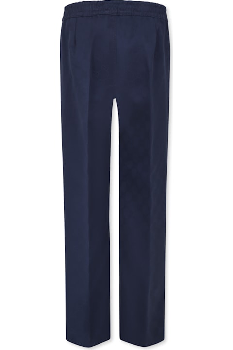 Gucci Bottoms for Boys Gucci Blue Trousers For Boy With Web Detail