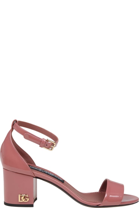 Dolce & Gabbana for Women Dolce & Gabbana Pink Paint Leather Sandals