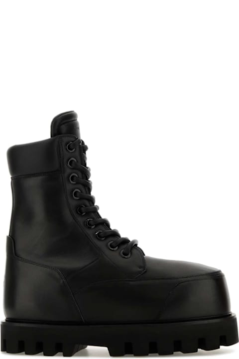 Alexander McQueen أحذية لـ القسم الرجالي Alexander McQueen Black Leather Ankle Boots