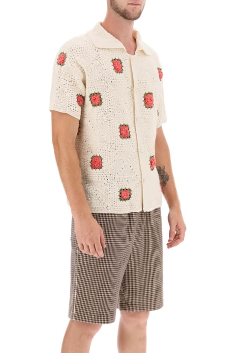 'rosette' Crochet Short Sleeve Shirt