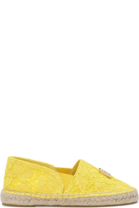 Fashion for Women Dolce & Gabbana Yellow Satin And Lace Espadrilles