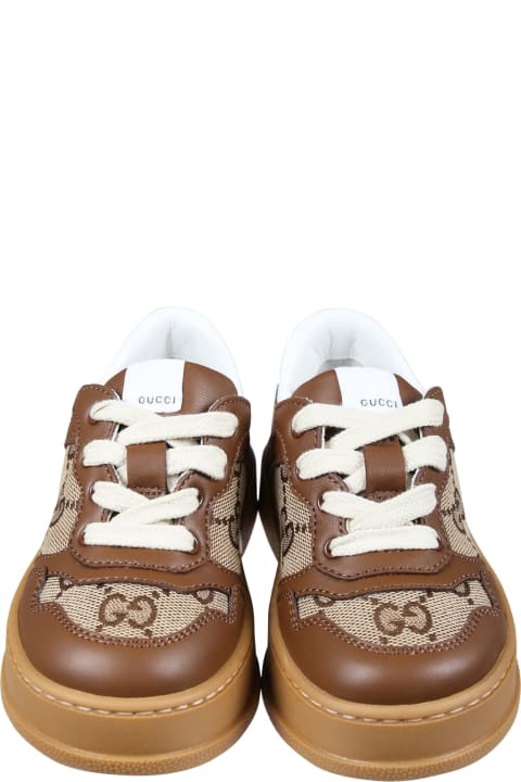 Shoes for Boys Gucci Brown Sneakers For Kids With Iconic Gg