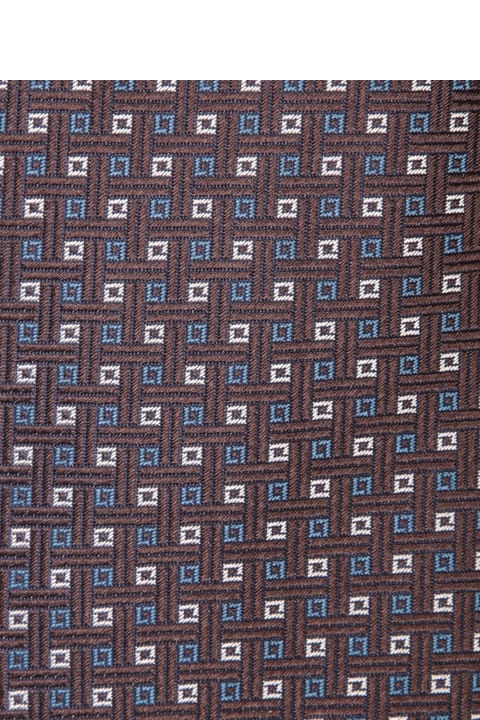 Canali for Men Canali 8 Cm Geometric Multi Beige/blue/brown Tie