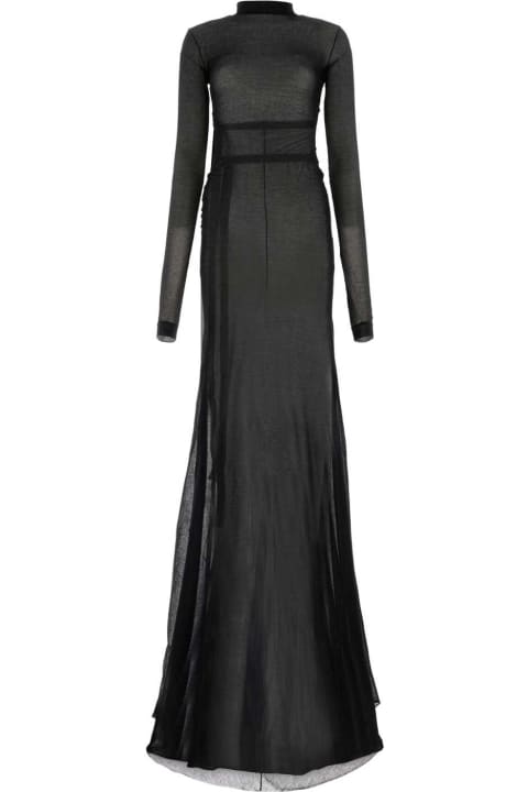 ウィメンズ Ann Demeulemeesterのワンピース＆ドレス Ann Demeulemeester Black Cotton Blend Long Dress