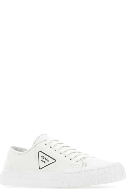 Shoes for Men Prada Ivory Leather Wheel Sneakers