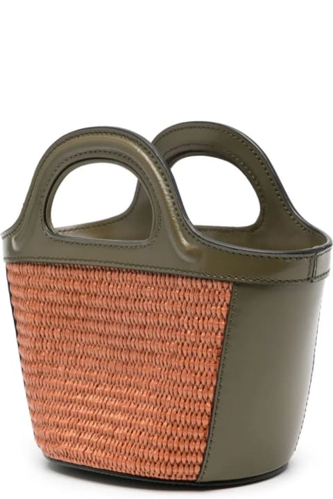 Marni Bags for Women Marni Micro Tropicalia Summer Bag In Khaki Leather And Orange Raffia