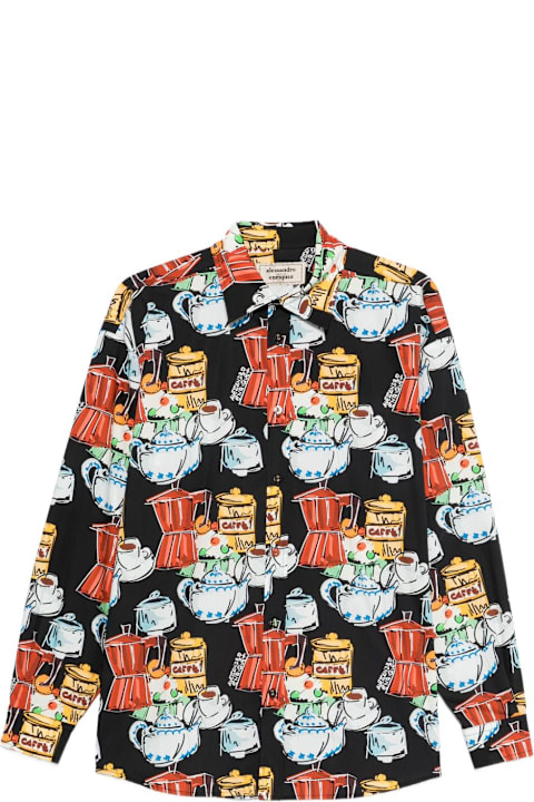 Alessandro Enriquez لـ Men Alessandro Enriquez Printed Cotton Shirt